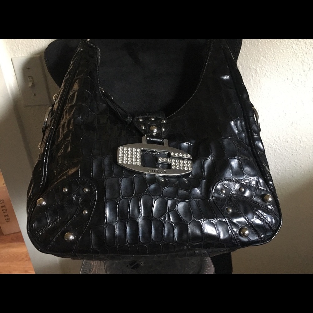 Guess Black Faux 🐊 crocodile Shoulder Bag